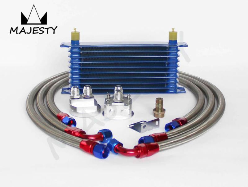 10 row an-10an universal engine transmission oil cooler +filter relocation kit s