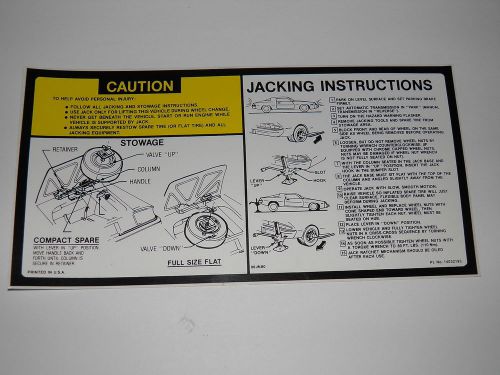 Jacking instruction decal 1981  camaro z28