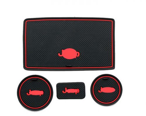 Non-slip interior door pocket mat cup mat for 2010-2015 jeep wrangler red