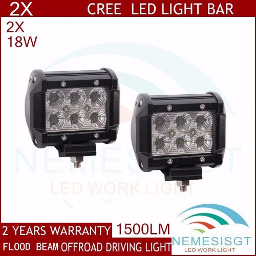 2pcs 4&#039;&#039; 18w cree led loght bar work flood beam lamp offroad ute car truck jeep