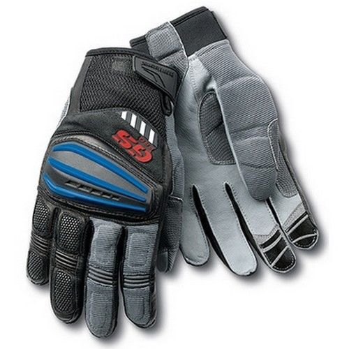 Bmw genuine motorcycle rallye 3 gloves - size 6 - 6 1/2 - color grey blue