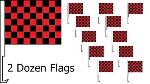 Car dealer supplies 24 car window clip on flags red &amp; black race checkered