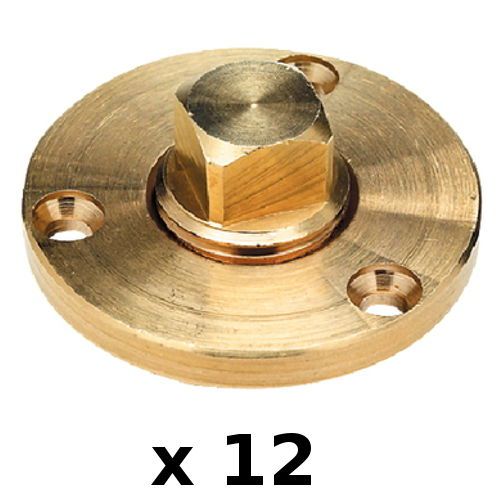 12 pack of cast bronze garboard drain plug for boats - fits 1 inch diameter hole