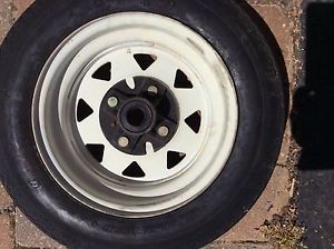 1 trailer tire &amp; rim 4.80 -12   4-lug wheel white spoke - new