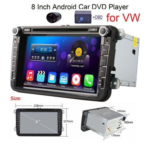 Pure android 4.4 os 8&#034; car gps dvd player wifi 3g color change tablet+obd for vw