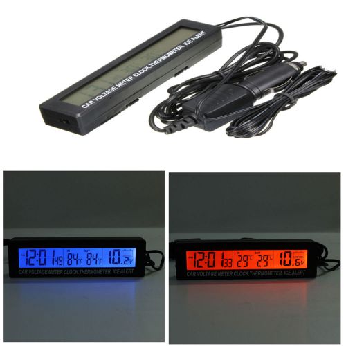 12v 3 in 1 car digital clock time thermometer battery voltage monitor meter