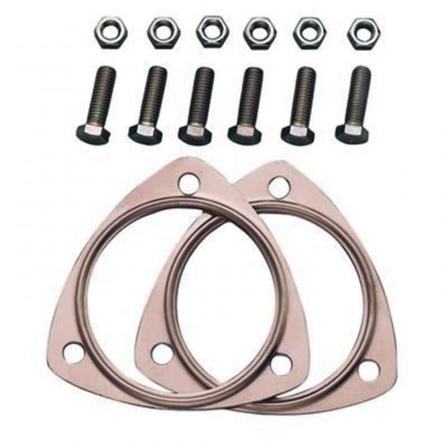 Copper exhaust gasket set for 3 hole 3.5&#034; diameter collector ford gm chevy mopar