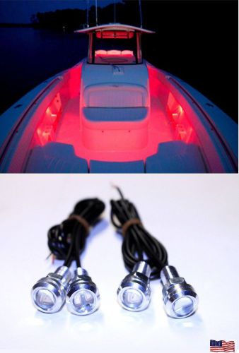 4x red led boat light waterproof 12v outrigger spreader transom underwater troll