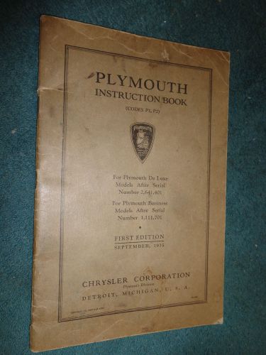 1936 plymouth owner&#039;s manual / owners guide / original p1 / p2 book!!!