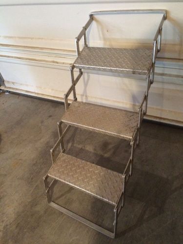 Rv ladder extendable high three step folding aluminum hi jacker camper