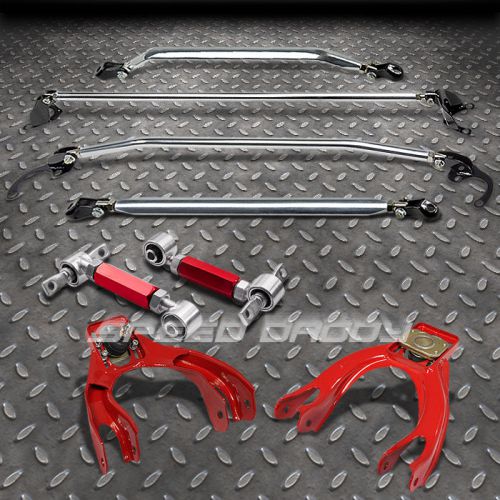 Upper+lower strut bar+red front+rear camber suspension kit 92-95 honda civic ek