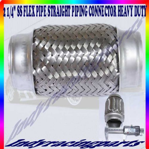 2 1/4&#034; ss flex pipe straight piping connector 2.25 exhaust downpipe header cat