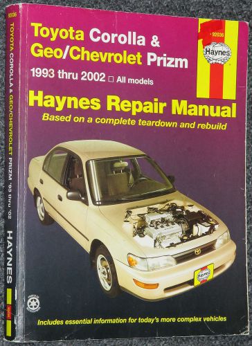 Haynes repair manual 1993 - 2002 toyota corolla and geo / chevrolet prizm