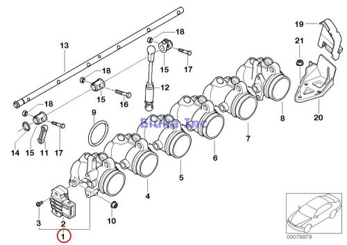 Bmw genuine throttle body/acceleration throttle housing assembly zyl. 1 e46 e85