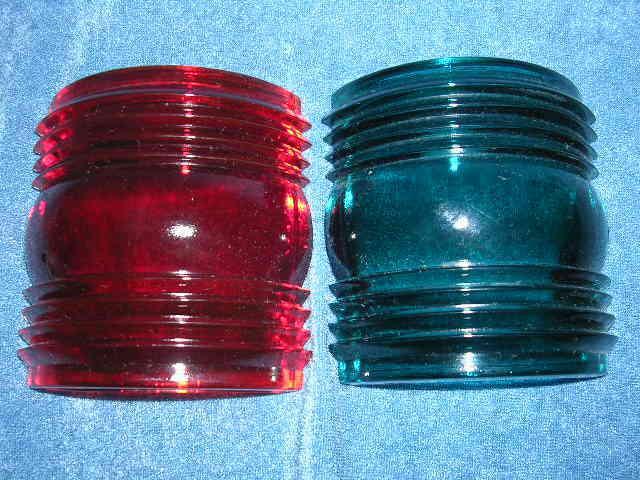 Nos unused vintage kainer red blue glass boat bow navigation lights lenses #174