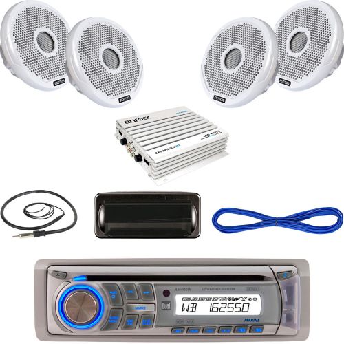 Dual boat cd usb  bluetooth radio,7&#034; speakers w/wiring,400w amp,housing, antenna