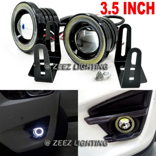 3.5&#034;led cob projector fog lamp drl halo ring angel eye daytime running light c12