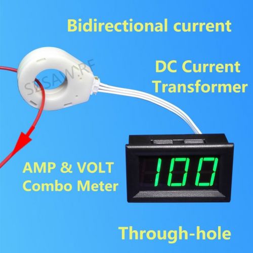 Dc hall sensor through-hole forward reverse current 120v 400a meter easy install