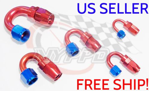 Nyppd swivel oil fuel/gas hose end fitting red/blue an-10, 180 degree 7/8 14 unf