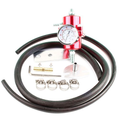 Fuel pressure regulator adjustable pressure with oil gauge red for universal