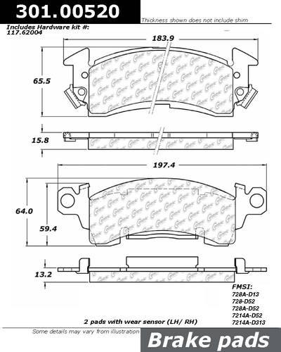 Centric 301.00520 brake pad or shoe, front-premium ceramic brake pad w/shims