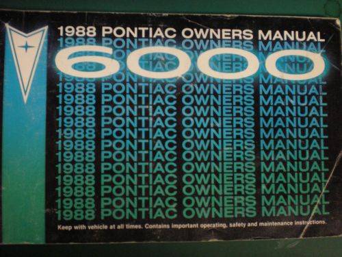 1988 pontiac 6000 owners operators manual