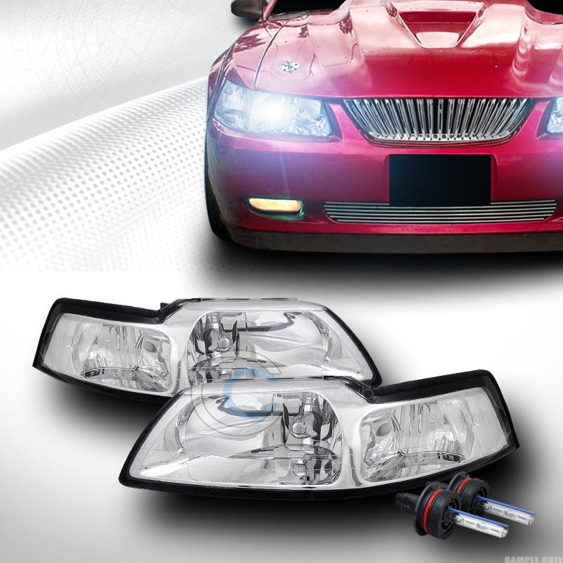 8000k hid xenon chrome clear head lights parking signal lamps 99-04 ford mustang