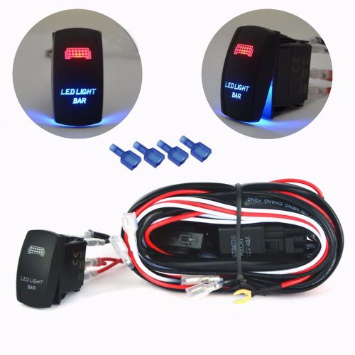 40a wiring harness laser rocker switch blue red led light bar on off boat truck