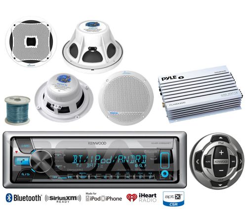 Marine speaker set &amp; wiring, bluetooth usb cd marine radio/remote,400w amplifier