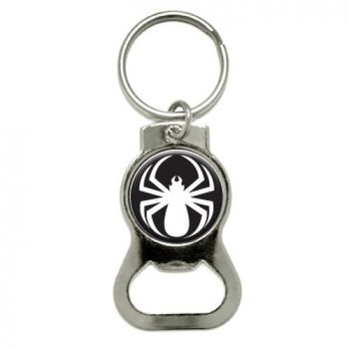Graphics and more spider white bottle cap opener keychain (kb0105)