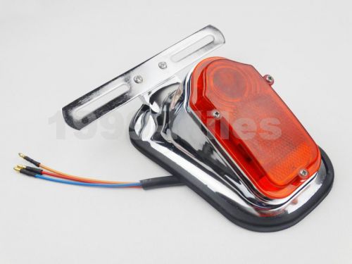 Chrome red rear fender taillight brake light for harley cruiser chopper custom