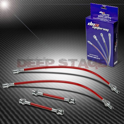 Stainless ss braided hose racing brake line 93-98 vw golf/jetta mk3 typ 1h red