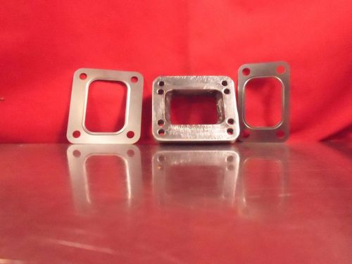 Asc t3 to t4 turbo flange adapter with t4 gasket and t3 gasket stainless steel