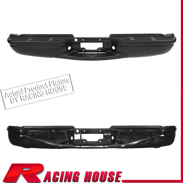 Rear step bumper replacement steel bar w/pad 99-07 f250 f350 f450 black w/sensor