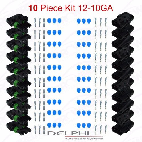 Delphi weather pack 3 pin sealed connector kit 12-10 ga !!!10 complete kits!!