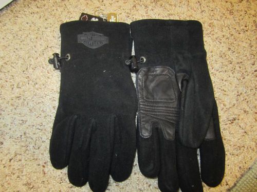 Harley-davidson full finger bar &amp; shield fleece glove men&#039;s xxl nwt black