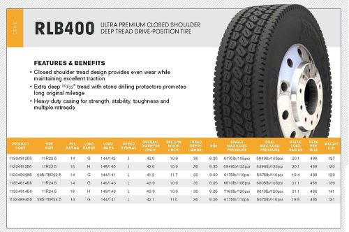 Double coin tbr tire rlb400 ultra premium closed shoulder deep tread drive posit