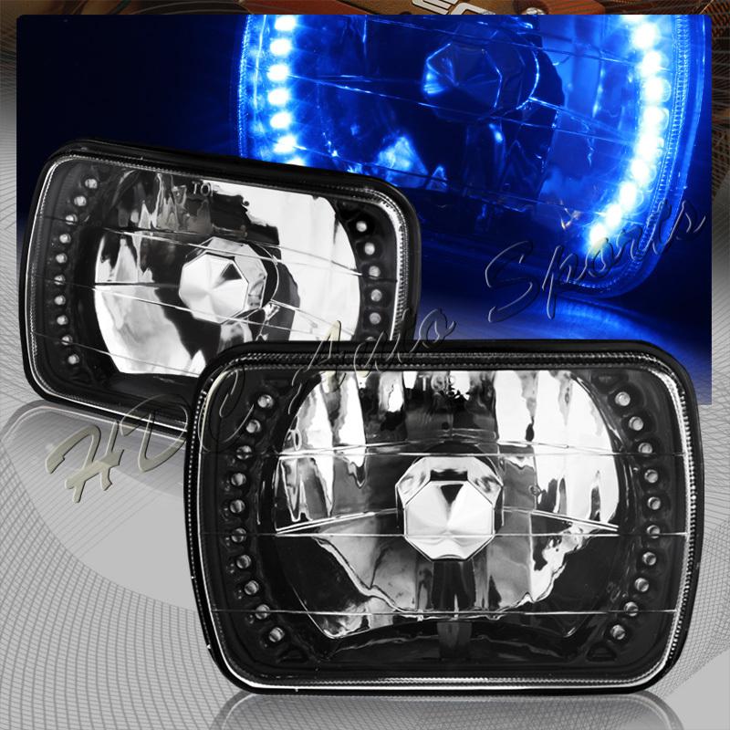 7"x6" h6054 sealed beam replacement blue led black/chrome clear headlight lamps