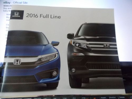 Honda 2016 models full line brochure booklet accord civic pilot hr-v fit crv crz