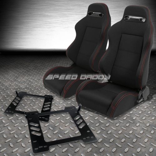 2x type-r black canvas bucket racing seat+slider+bracket for 07-14 wrangler 4-dr