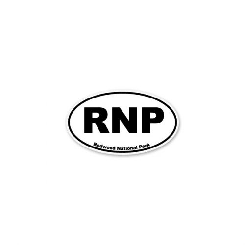 Redwoods national park oval car window bumper sticker decal 5&#034; x 3&#034;