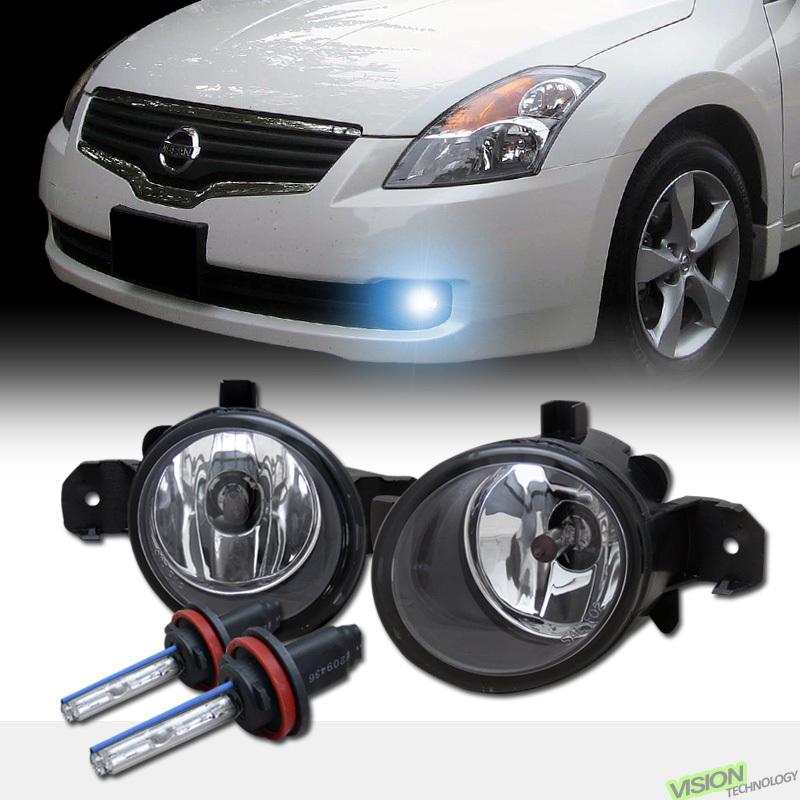 8000k hid+factory style clear driving/bumper fog lights pair 07-09 altima sedan