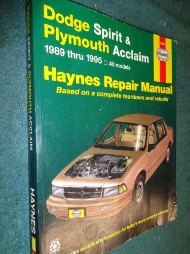 1989-1995 dodge spirit plymouth acclaim shop manual / hayne&#039;s service book 90 91