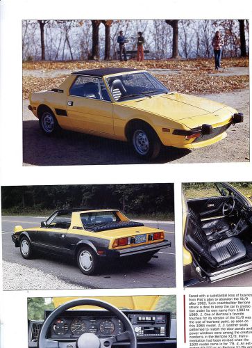 1972 1973 1976 1980 1983 1985-1989 fiat x/19  8 pg color article bertone