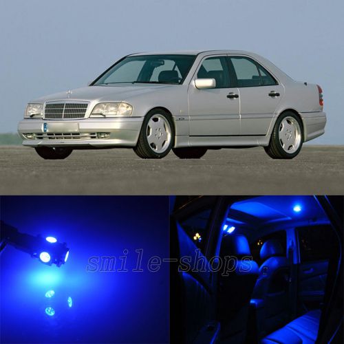 Blue 11pcs interior led light lit for mercedes benz c class w202 1993-1999