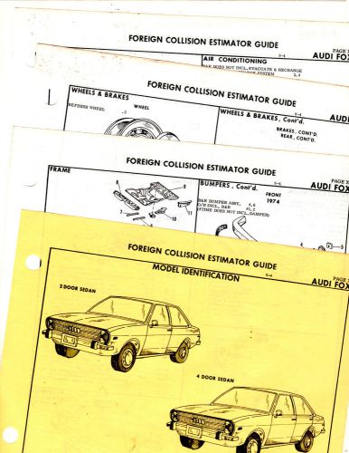 1973 1974 audi fox sedan body parts list frame rare original crash sheets mf