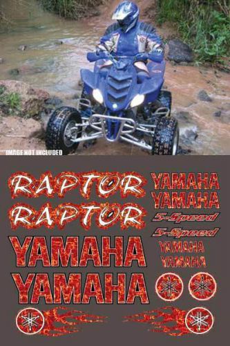 Raptor red plasma flame airbrush style 16pc quad decals stickers 660r, 350, 700