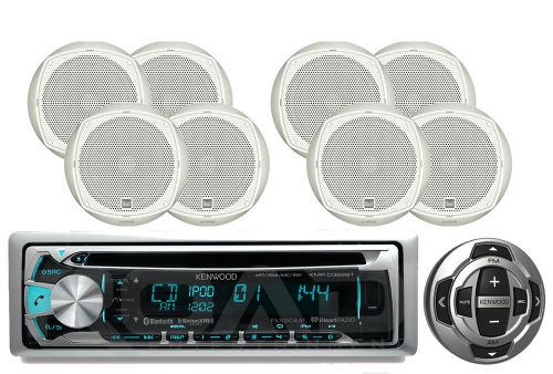 4 dual white 6.5&#034; marine speakers,kenwood bluetooth ipod cd radio&amp; wired remote