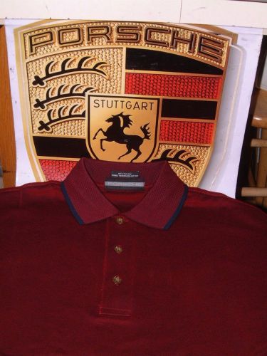 Porsche design nos burgundy bird&#039;s eye knit polo shirt usa:size s, euro m nibwt!