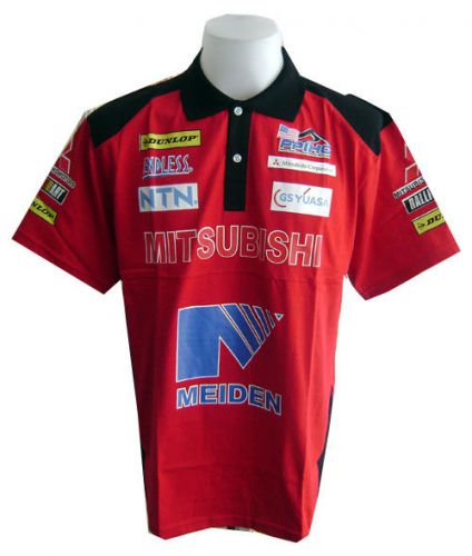 New mitsubishi rac motorcycle sport racing team red mens polo t-shirt sz xl